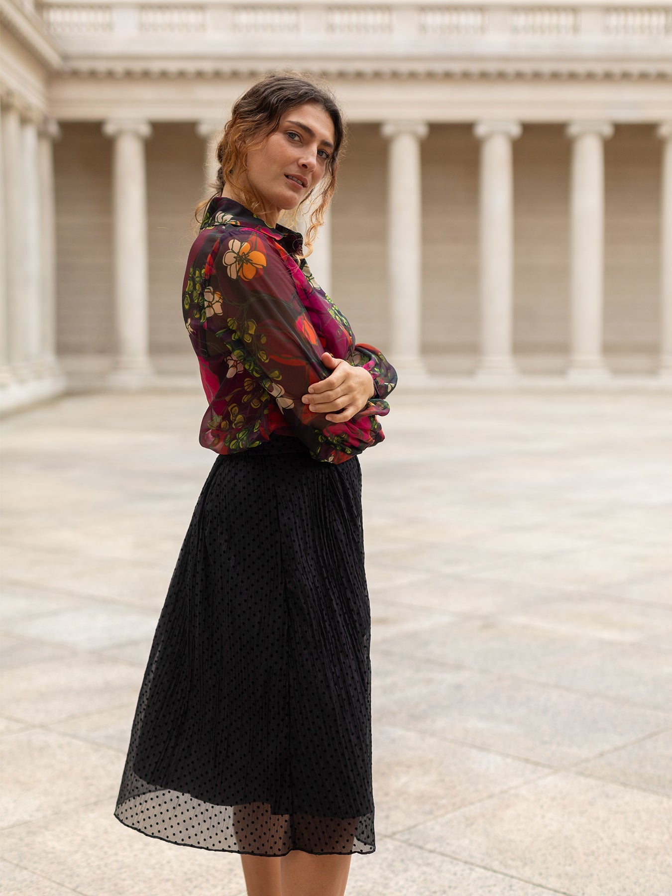 CLAIRE skirt Black Velvet Dots - Lesley Evers - 