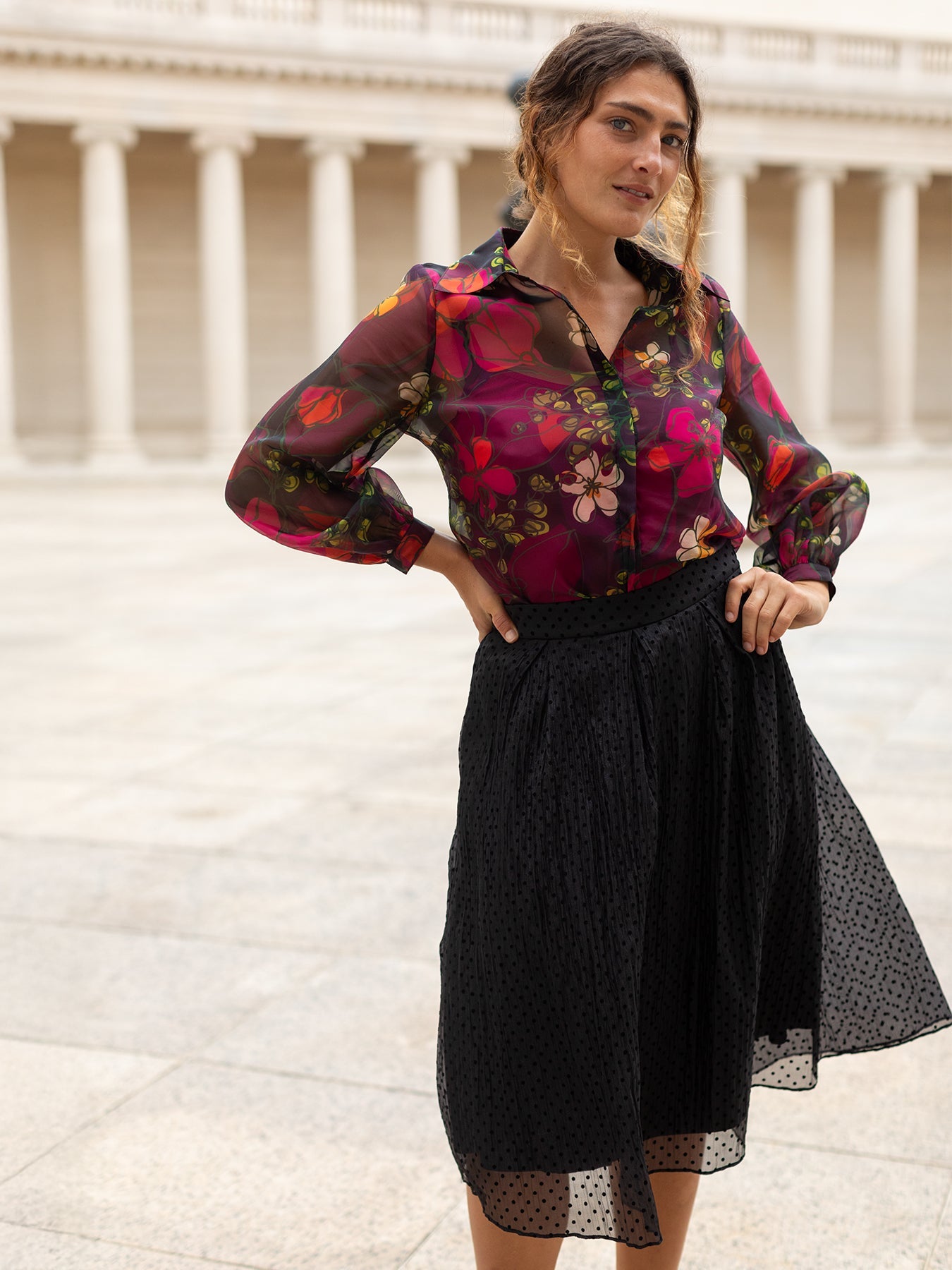 CLAIRE skirt Black Velvet Dots - Lesley Evers - 