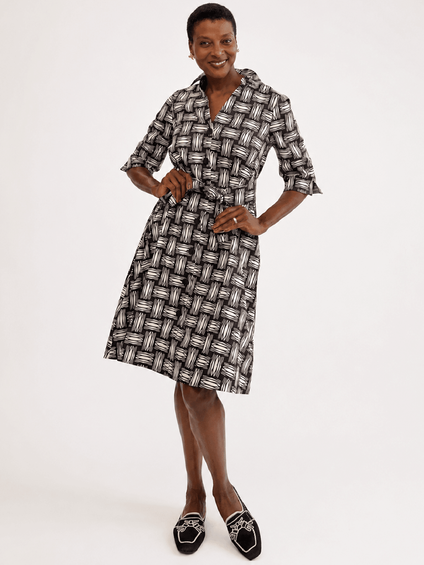 CLEMENTINE shirtdress Basketweave - Lesley Evers-A-line-Clementine-Dress