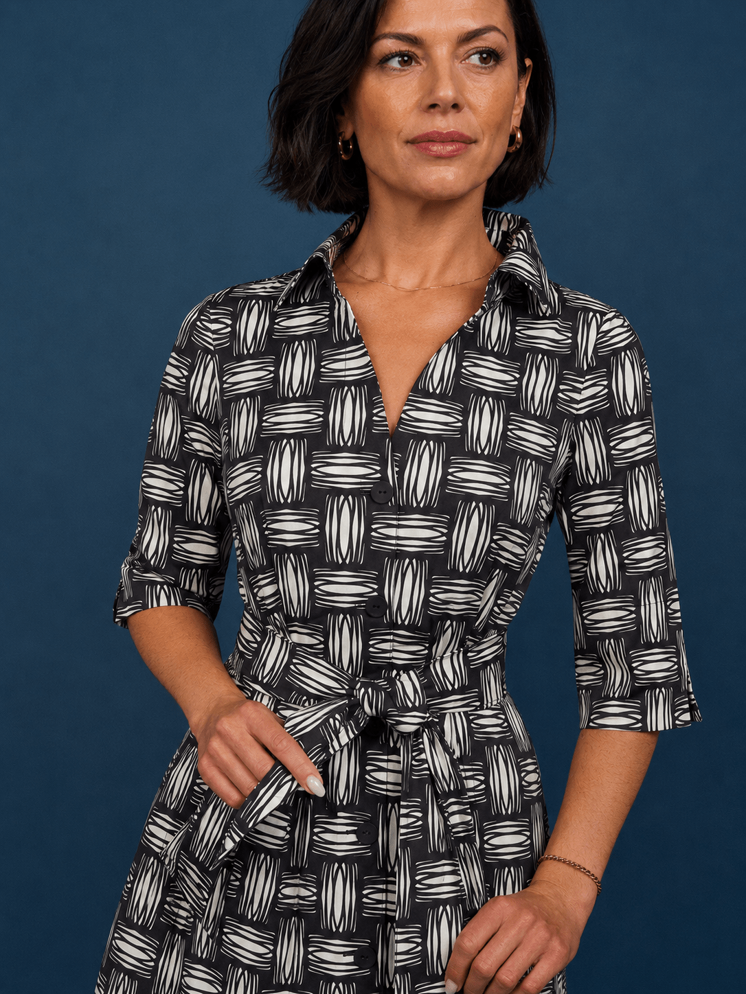 CLEMENTINE shirtdress Basketweave - Lesley Evers-A-line-Clementine-Dress