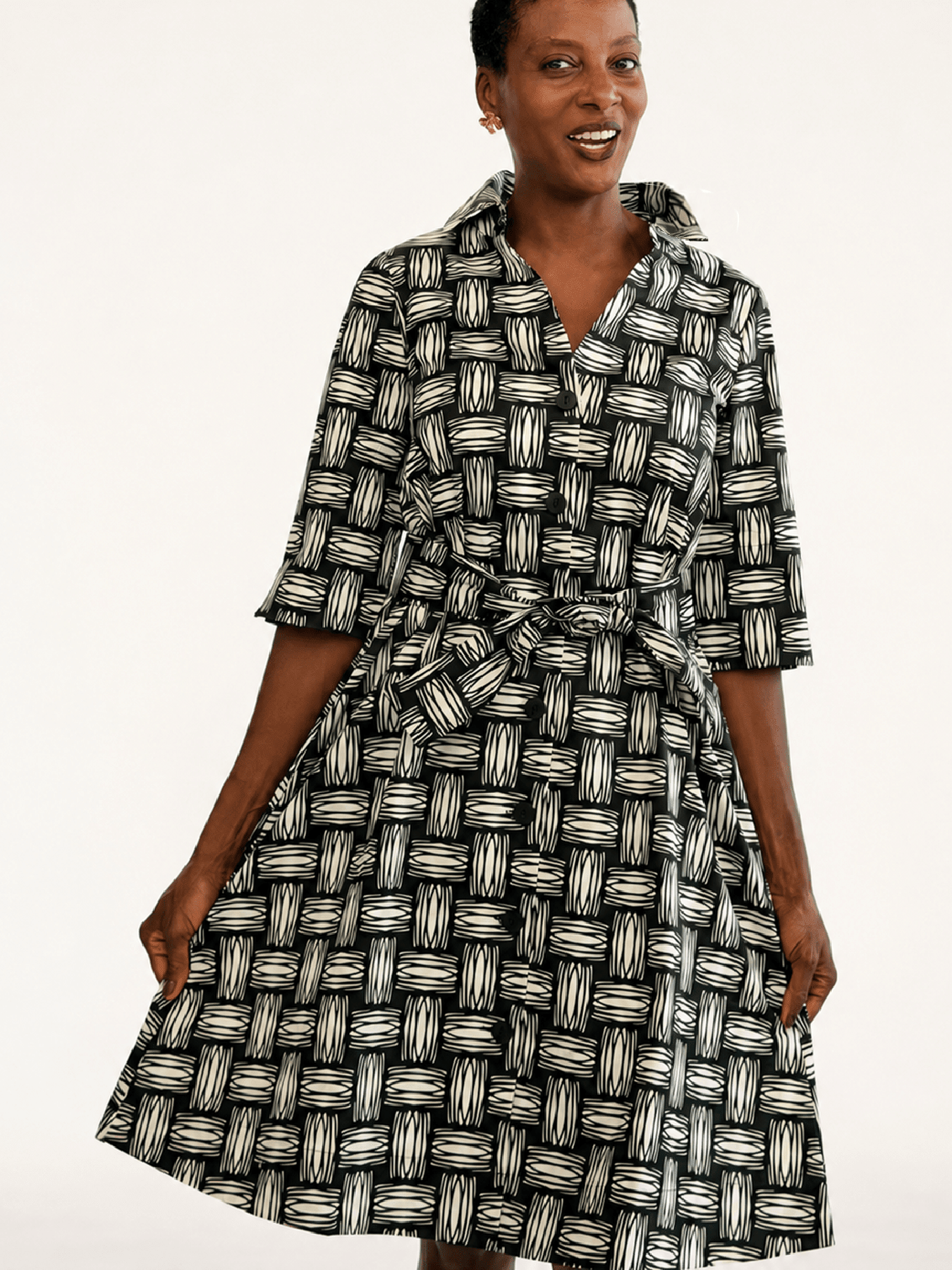 CLEMENTINE shirtdress Basketweave - Lesley Evers-A-line-Clementine-Dress