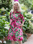 CLEMENTINE shirtdress Daffodils Pink and Green - Lesley Evers - A - line - Clementine - Dress