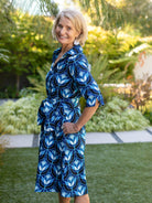 CLEMENTINE shirtdress Geo Tulips Blue - Lesley Evers - A - line - Clementine - Dress