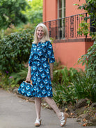CLEMENTINE shirtdress Geo Tulips Blue - Lesley Evers - A - line - Clementine - Dress