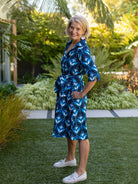 CLEMENTINE shirtdress Geo Tulips Blue - Lesley Evers - A - line - Clementine - Dress