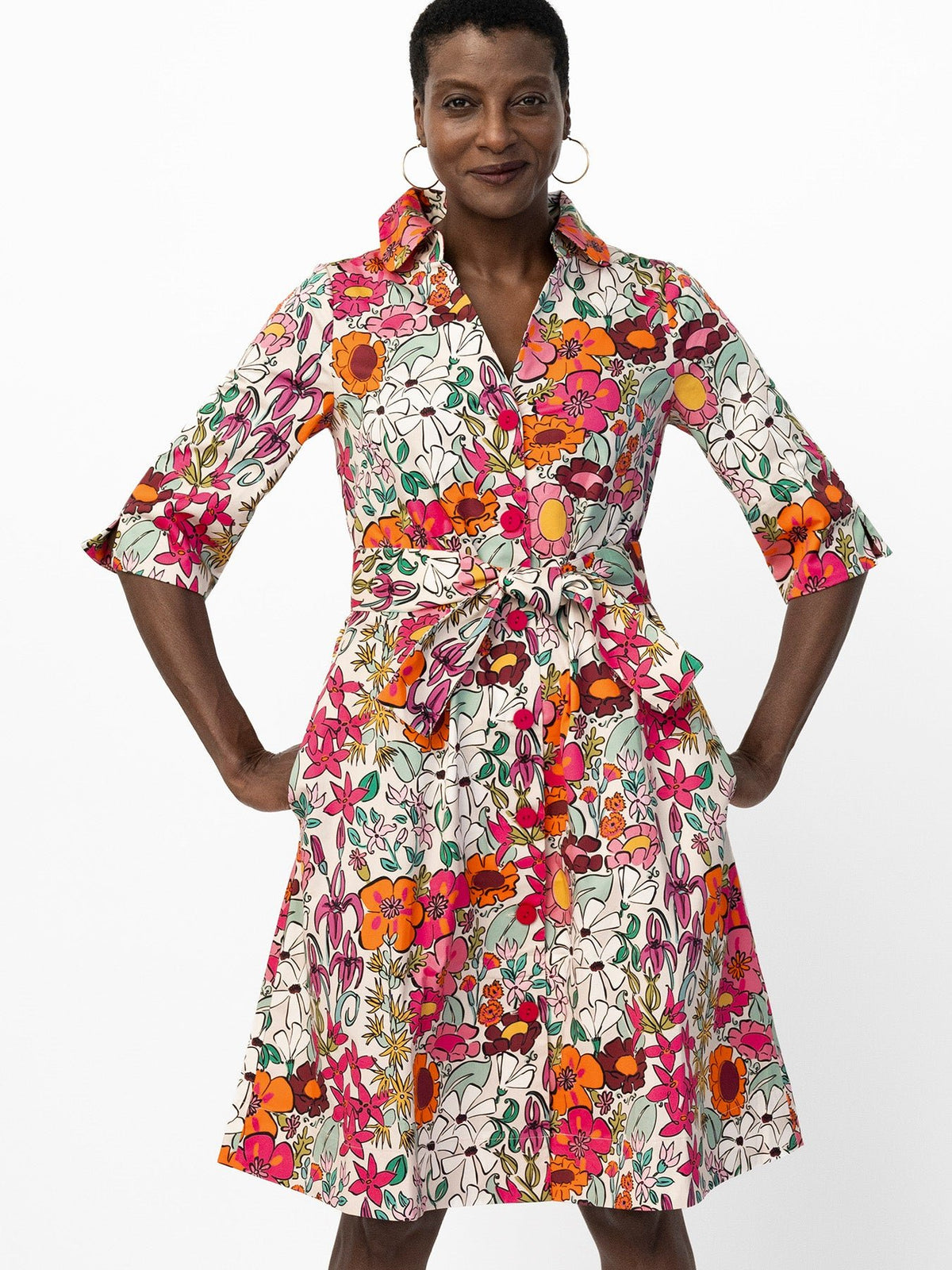 CLEMENTINE shirtdress Whimsy Pink - Lesley Evers-A-line-Clementine-Dress