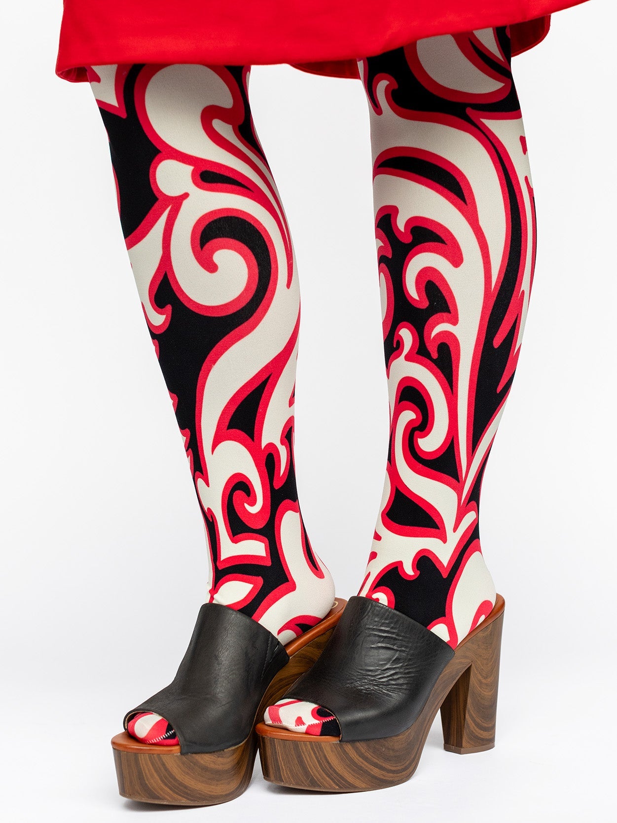 COCO tights Filigree Red - Lesley Evers - colorful - Colorful patterned tights - colorful tights