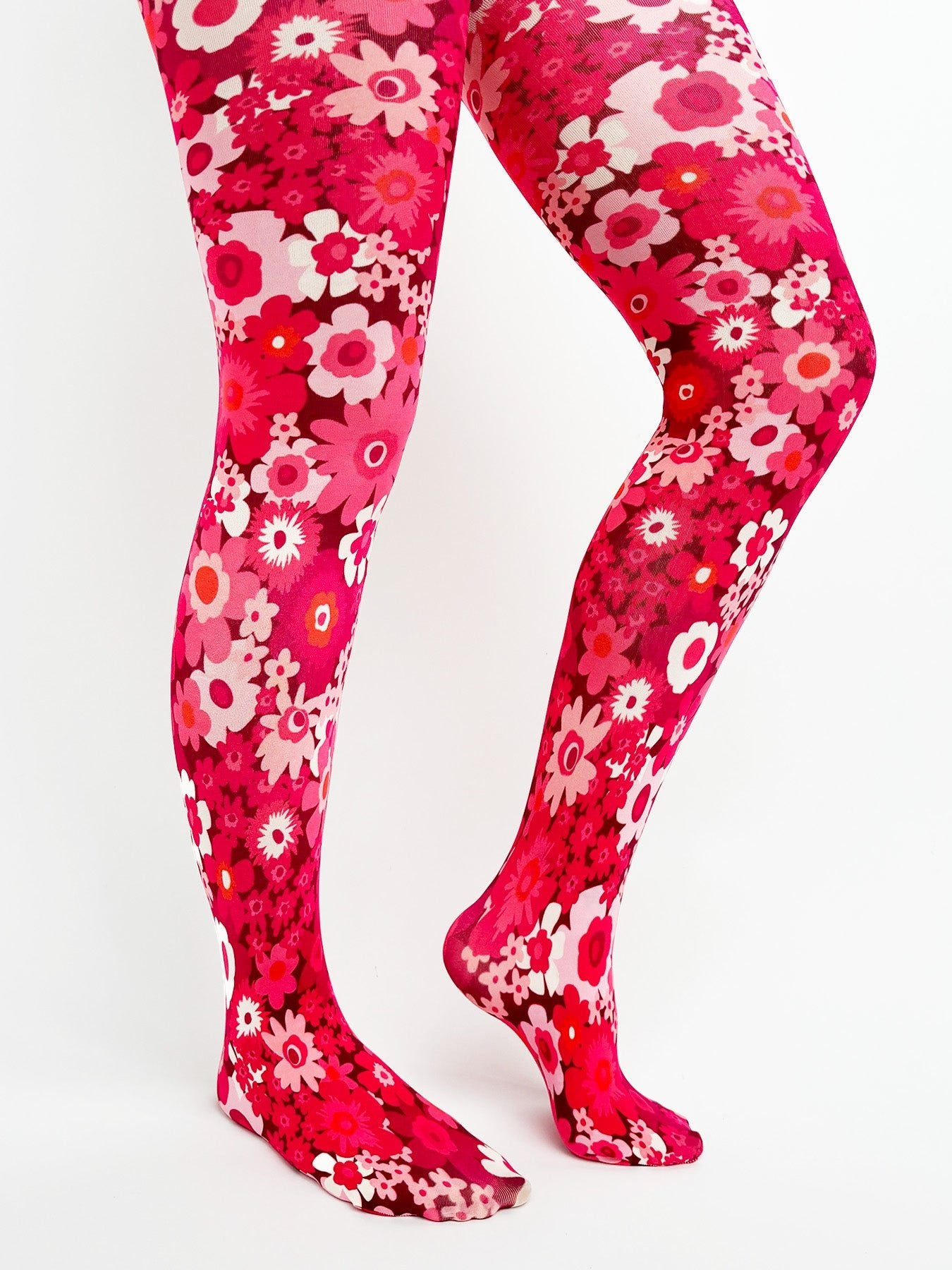 COCO tights Flower Power Burgundy - Lesley Evers - burgundy - burgundy wave - burgundy wave outfit