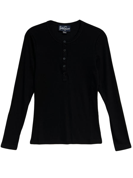 CORA henley tee Black Rib – Lesley Evers