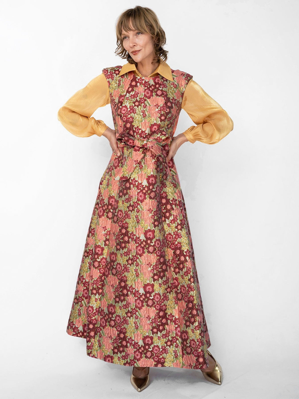 CORDELIA dress Daffodils Pink - Lesley Evers-Cordelia-Dress-gown