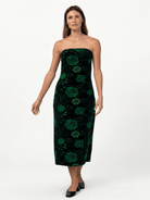 DANIKA dress Embroidered Velvet Green - Lesley Evers-Black-Dress-Shop
