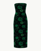 DANIKA dress Embroidered Velvet Green - Lesley Evers-Black-Dress-Shop