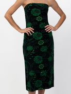 DANIKA dress Embroidered Velvet Green - Lesley Evers-Black-Dress-Shop