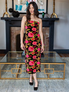 DANIKA dress Embroidered Velvet Pink - Lesley Evers-Black-Dress-Shop