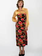 DANIKA dress Embroidered Velvet Pink - Lesley Evers-Black-Dress-Shop