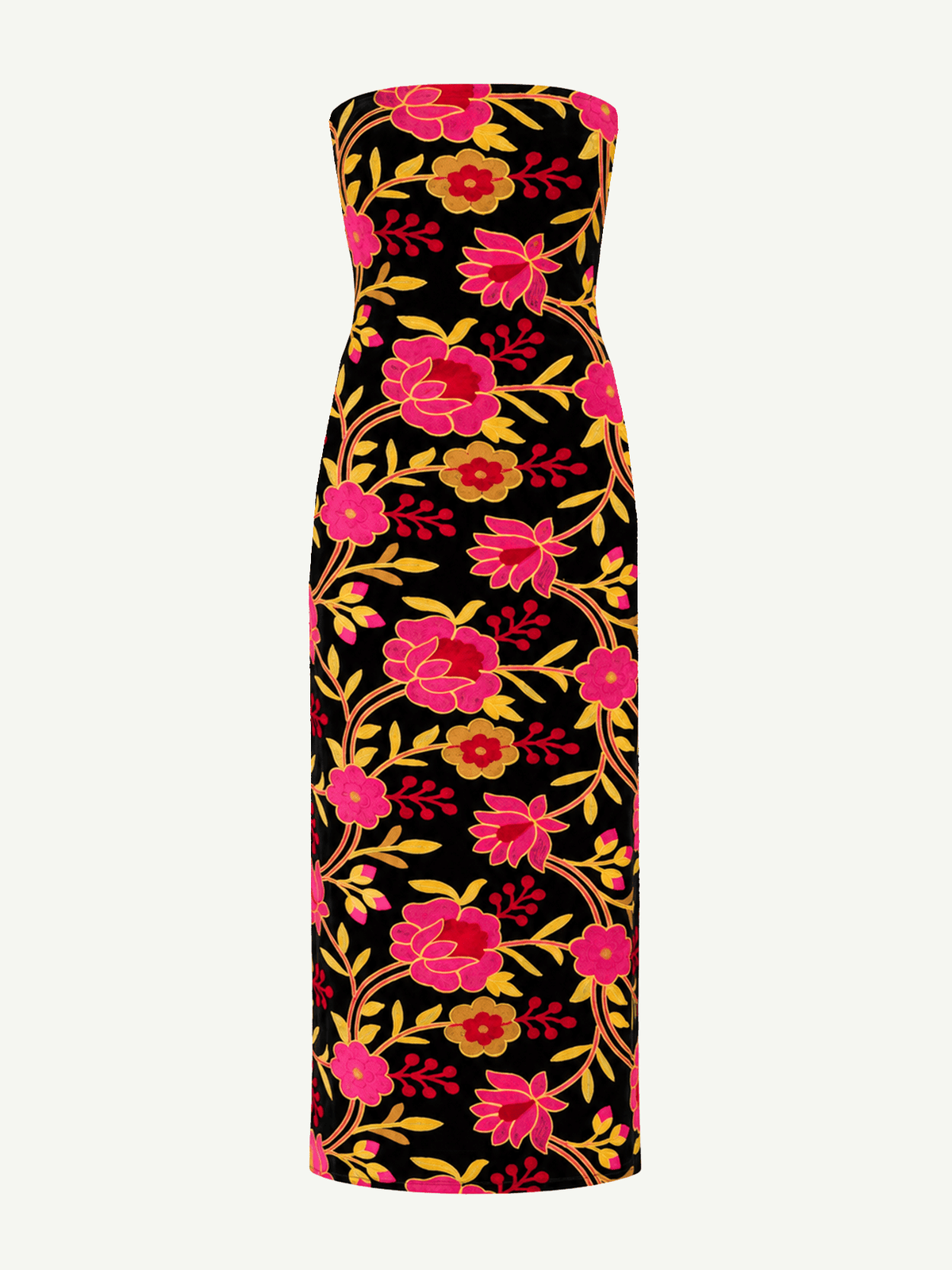 DANIKA dress Embroidered Velvet Pink - Lesley Evers-Black-Dress-Shop
