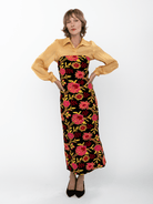 DANIKA dress Embroidered Velvet Pink - Lesley Evers-Black-Dress-Shop