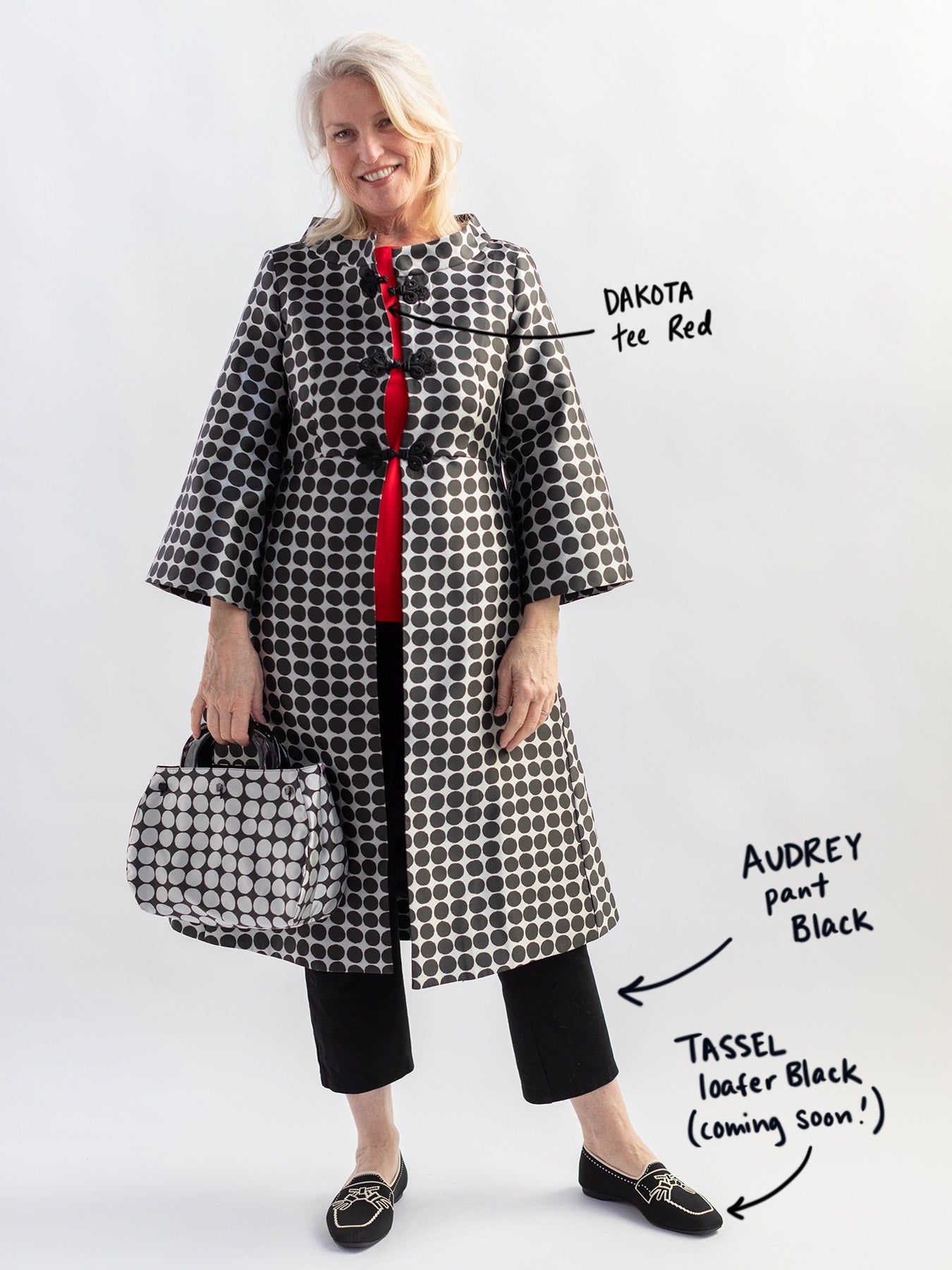 DAPHNE coat Black Dots - Lesley Evers - Best Seller - coat - new