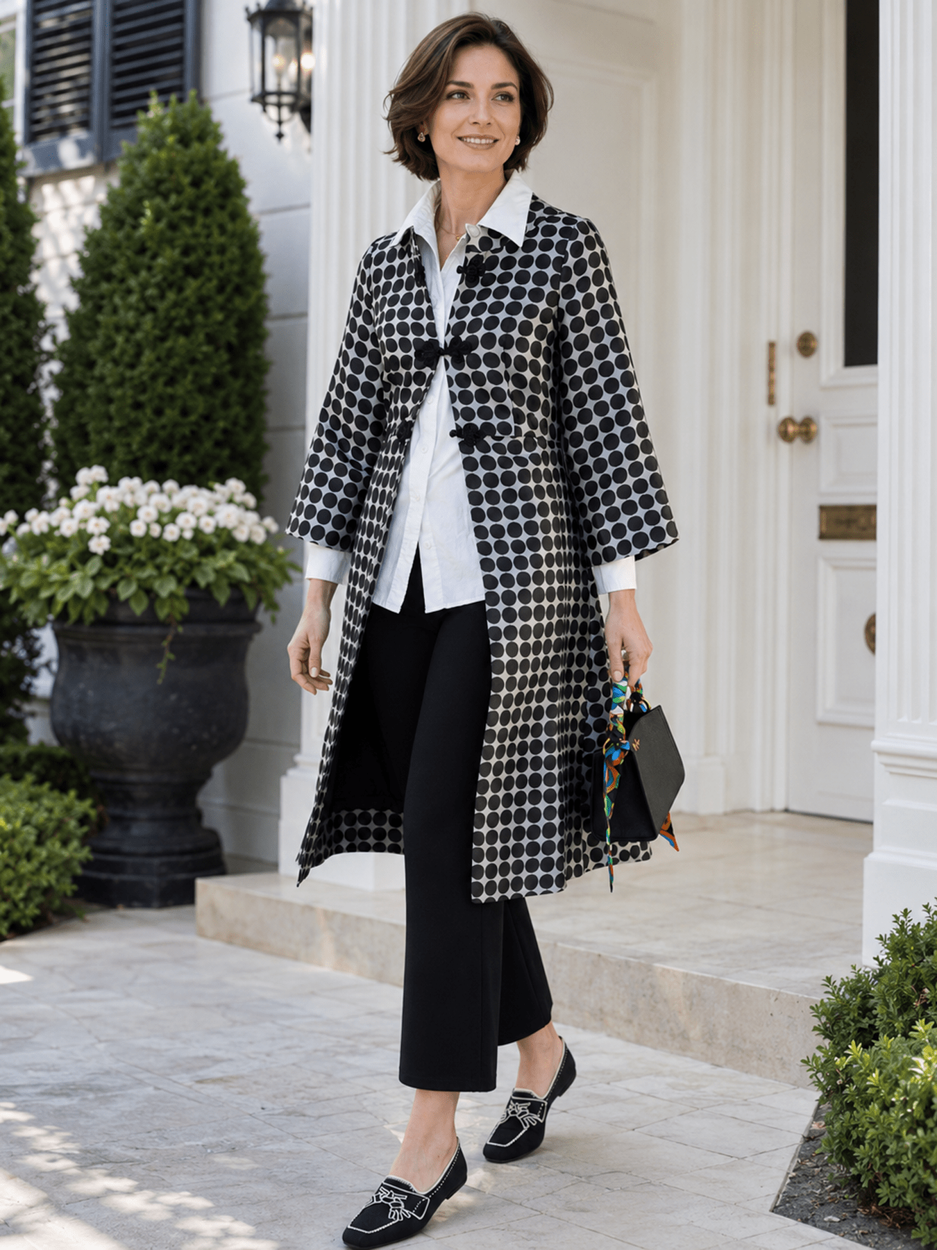 DAPHNE coat Black Dots - Lesley Evers - Best Seller - coat - daphne