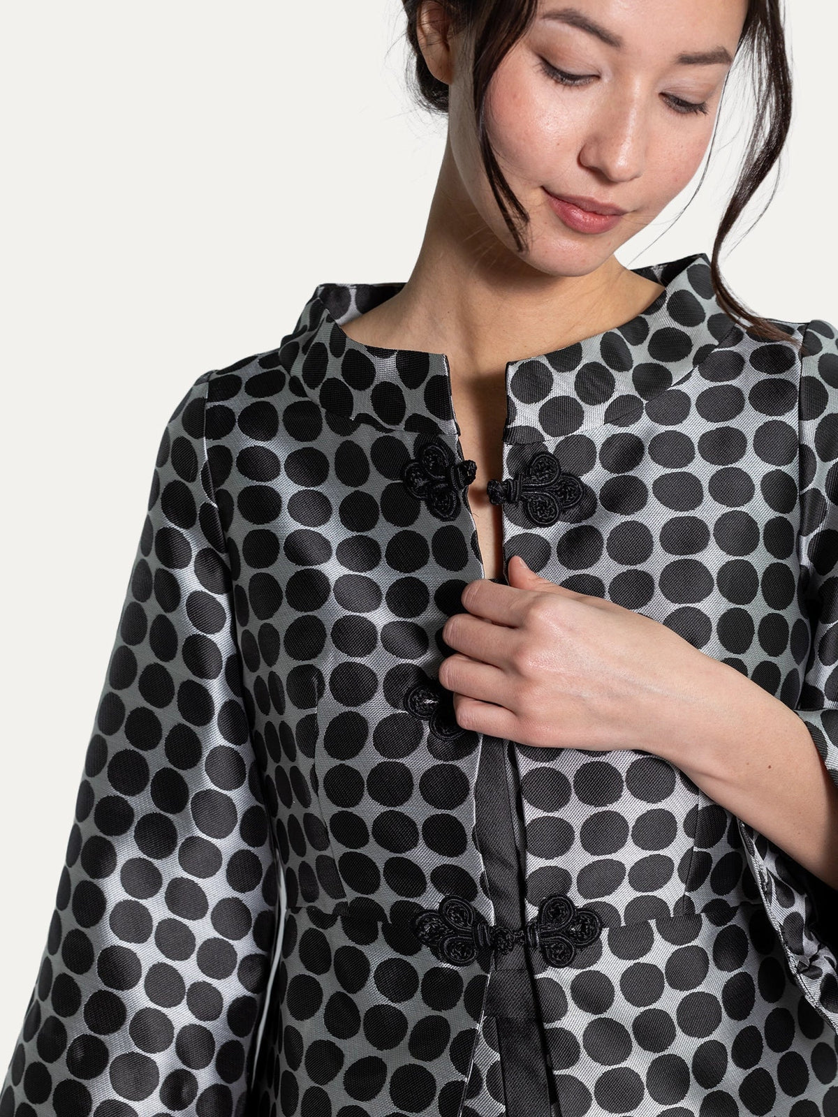 DAPHNE coat Black Dots - Lesley Evers-Best Seller-coat-daphne
