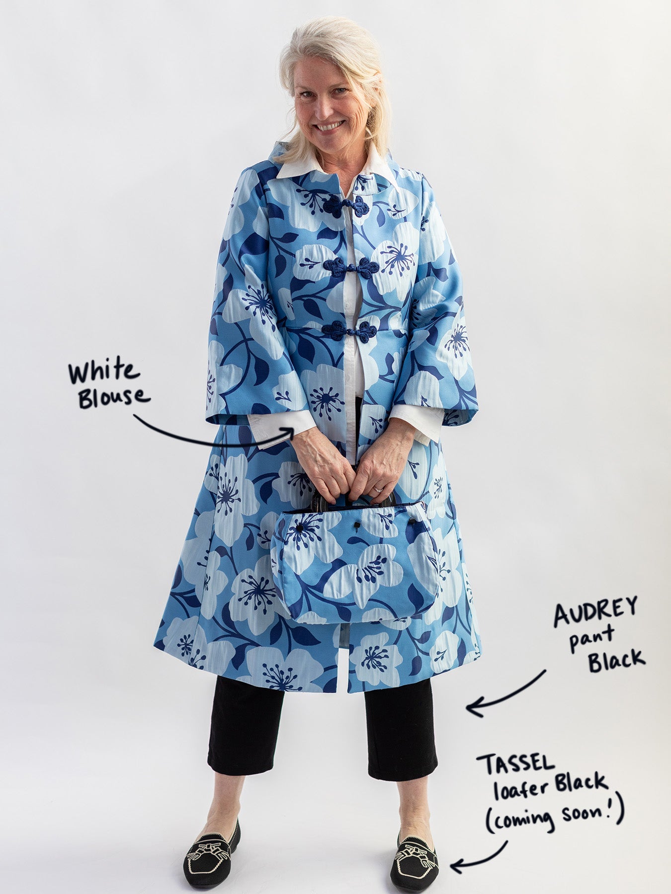 DAPHNE coat Garden Wall Blue – Lesley Evers