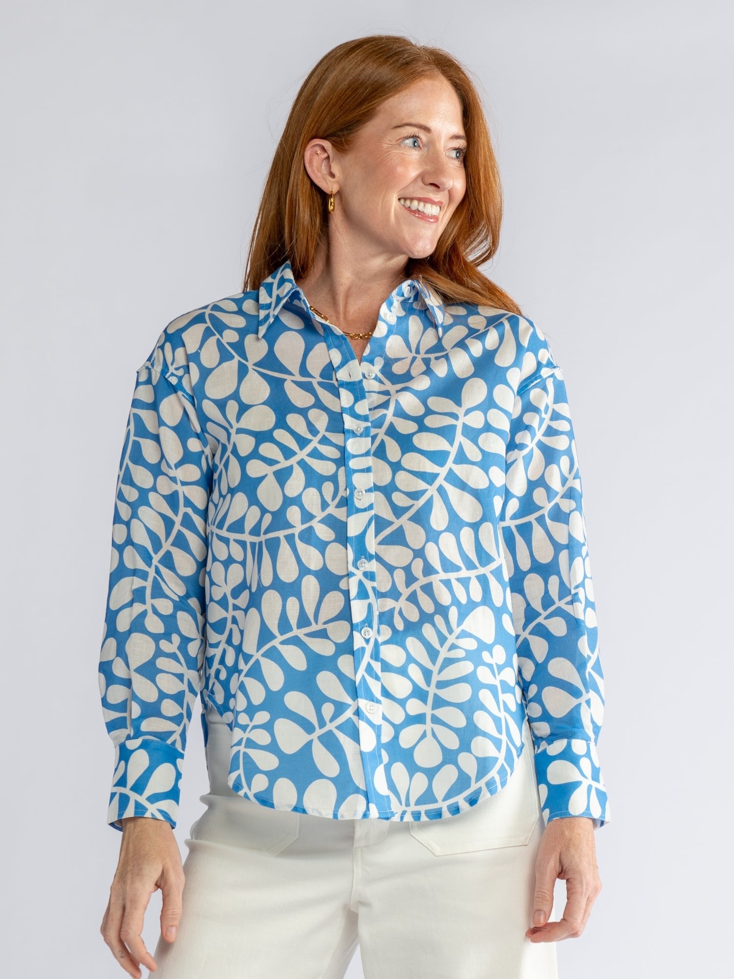 DAWN shirt Blue Fern - Lesley Evers-Best Seller-blouse-DAWN
