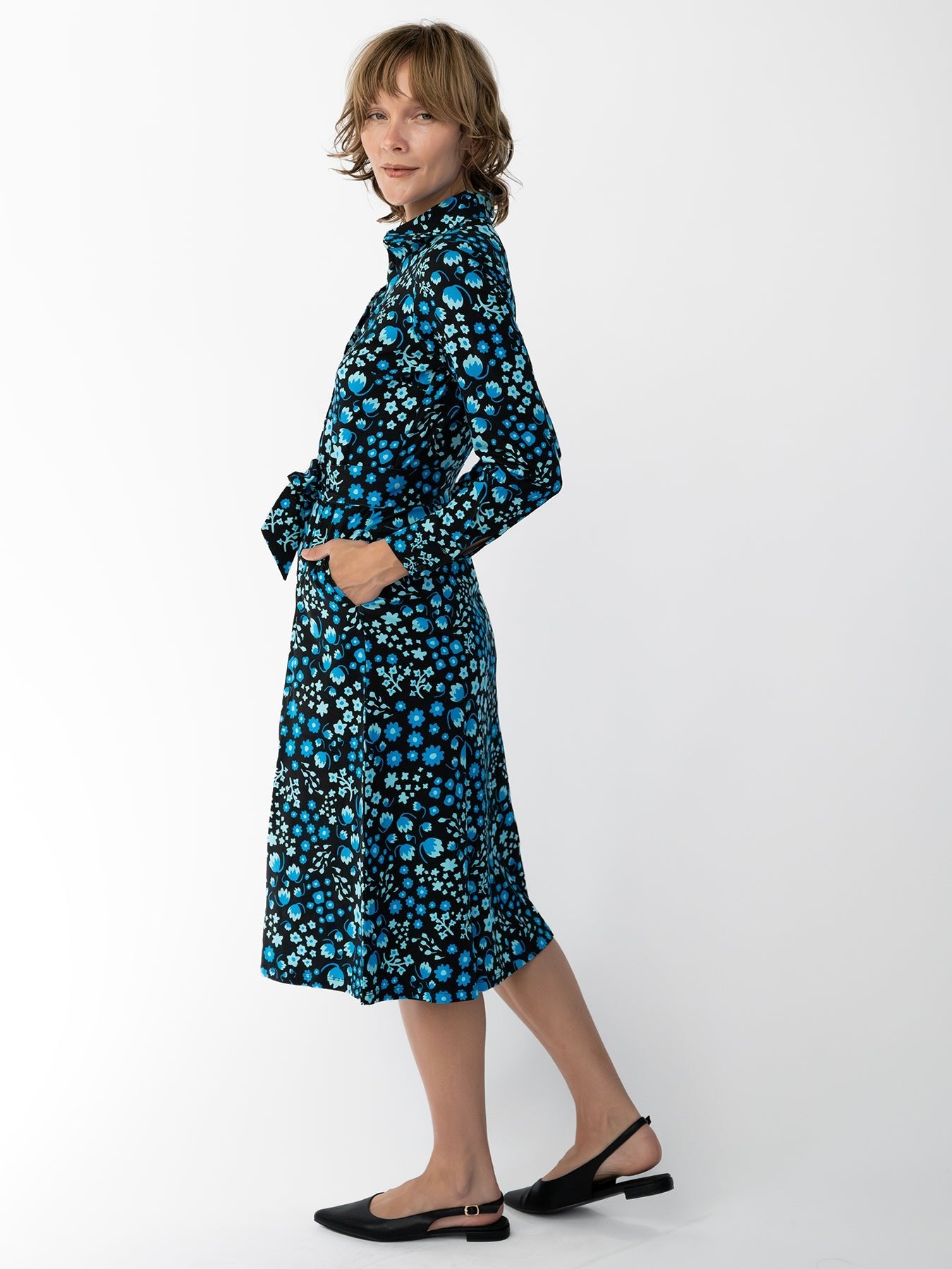 DELIA midi dress Blossom Breeze Blue – Lesley Evers