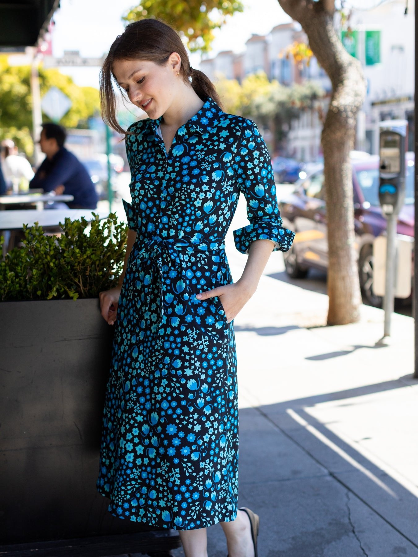 DELIA midi dress Blossom Breeze Blue – Lesley Evers
