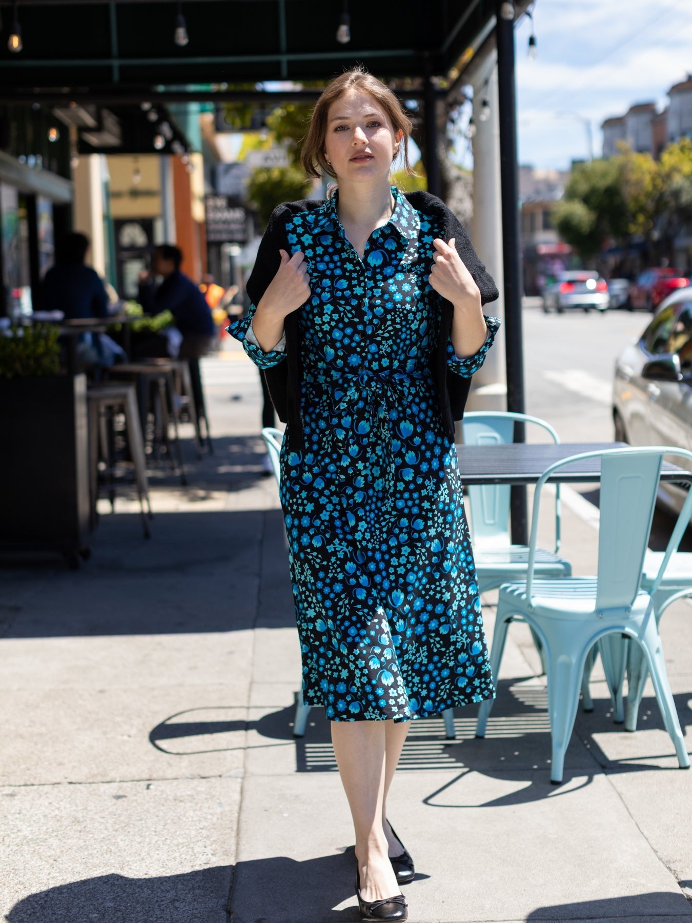 DELIA midi dress Blossom Breeze Blue – Lesley Evers