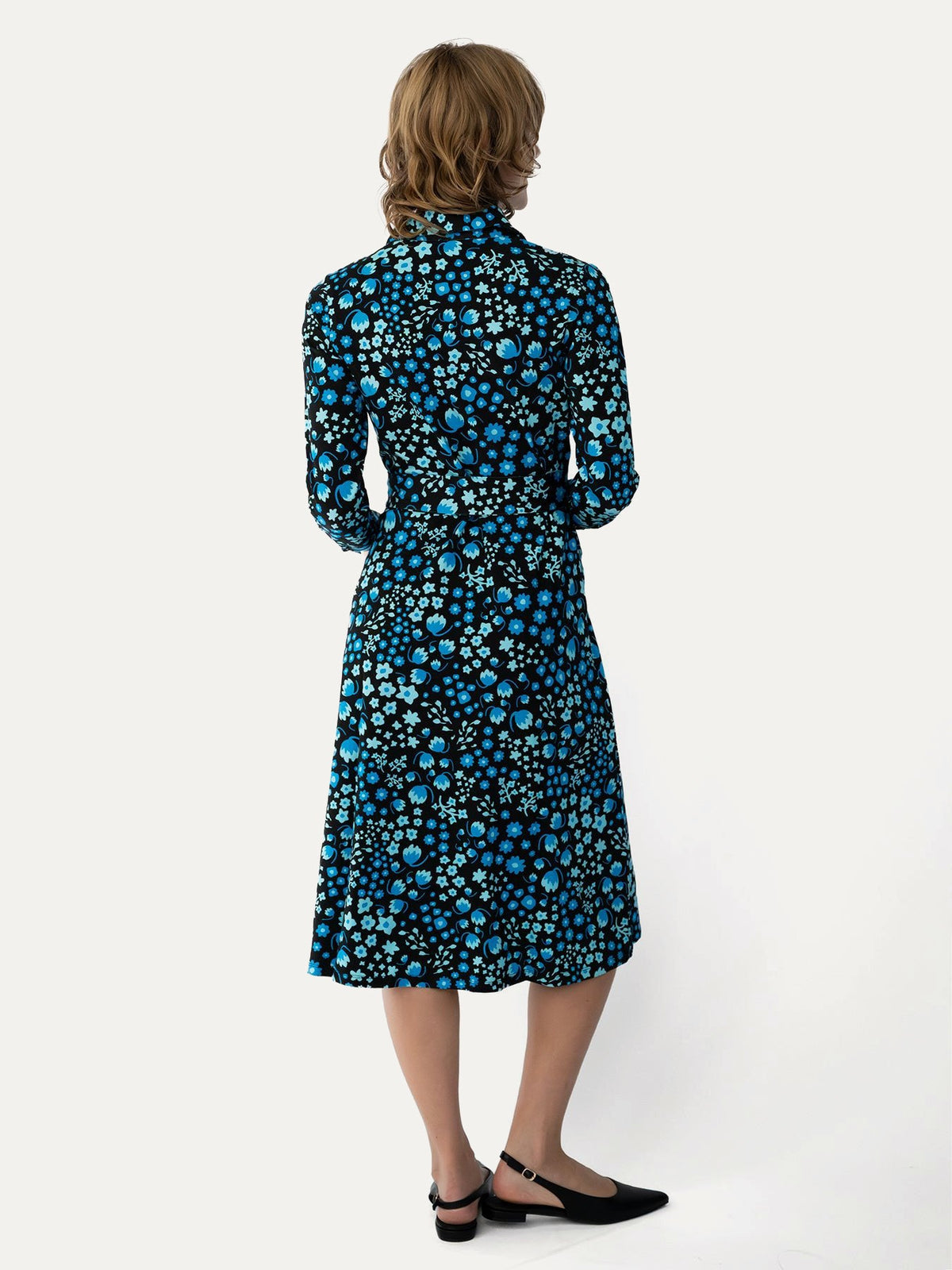 DELIA midi dress Blossom Breeze Blue - Lesley Evers-cotton dress-delia-Dress