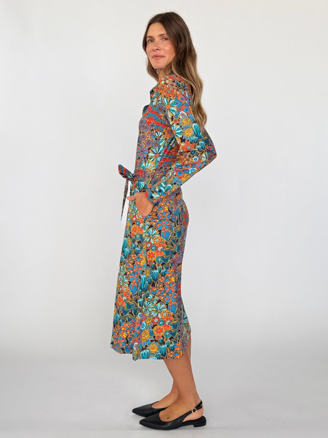 DELIA midi dress Desert Bloom - Lesley Evers-cotton dress-delia-Dress
