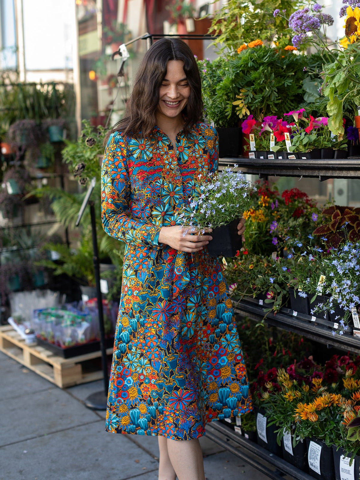DELIA midi dress Desert Bloom - Lesley Evers-cotton dress-delia-Dress
