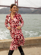 DELIA midi dress Filigree Red - Lesley Evers - cotton dress - delia - Dress