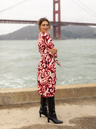 DELIA midi dress Filigree Red - Lesley Evers - cotton dress - delia - Dress