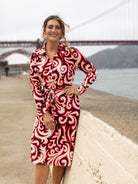 DELIA midi dress Filigree Red - Lesley Evers - cotton dress - delia - Dress