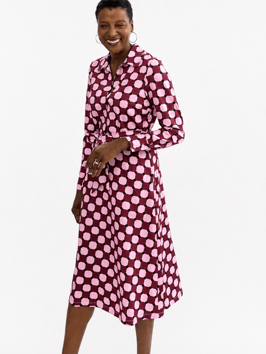 DELIA midi dress Promenade Pink - Lesley Evers-cotton dress-delia-Dress