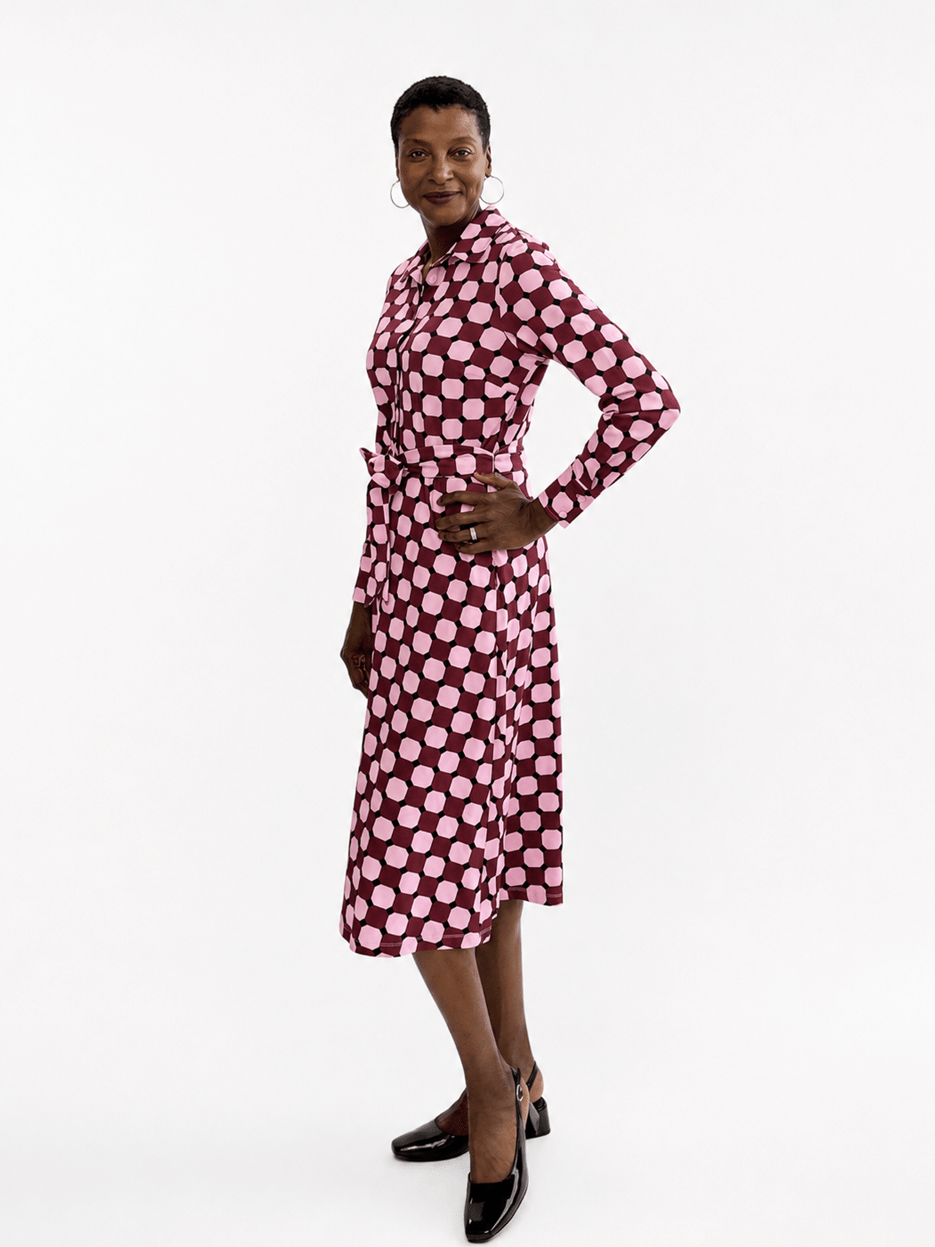 DELIA midi dress Promenade Pink - Lesley Evers-cotton dress-delia-Dress