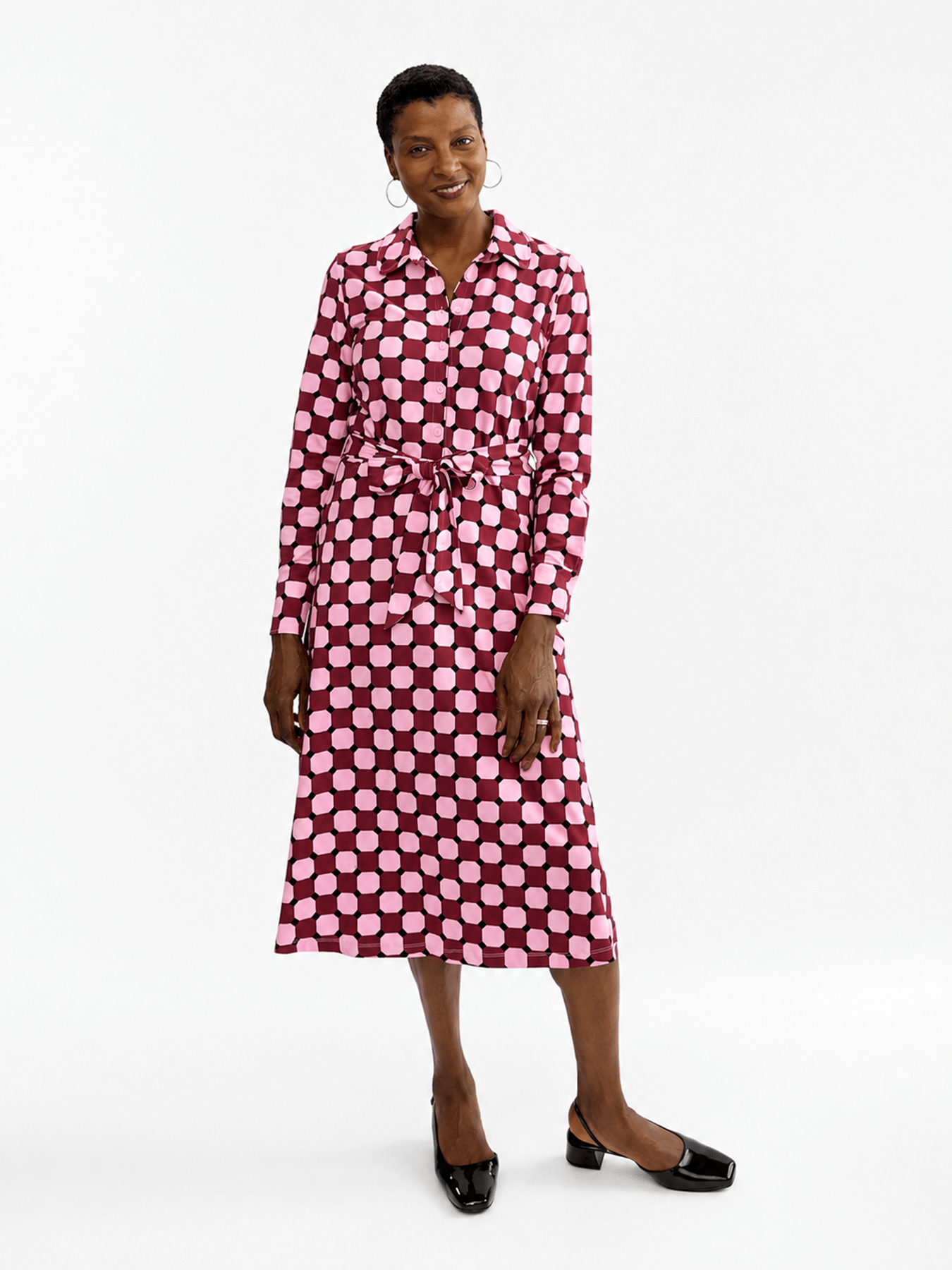 DELIA midi dress Promenade Pink - Lesley Evers-cotton dress-delia-Dress