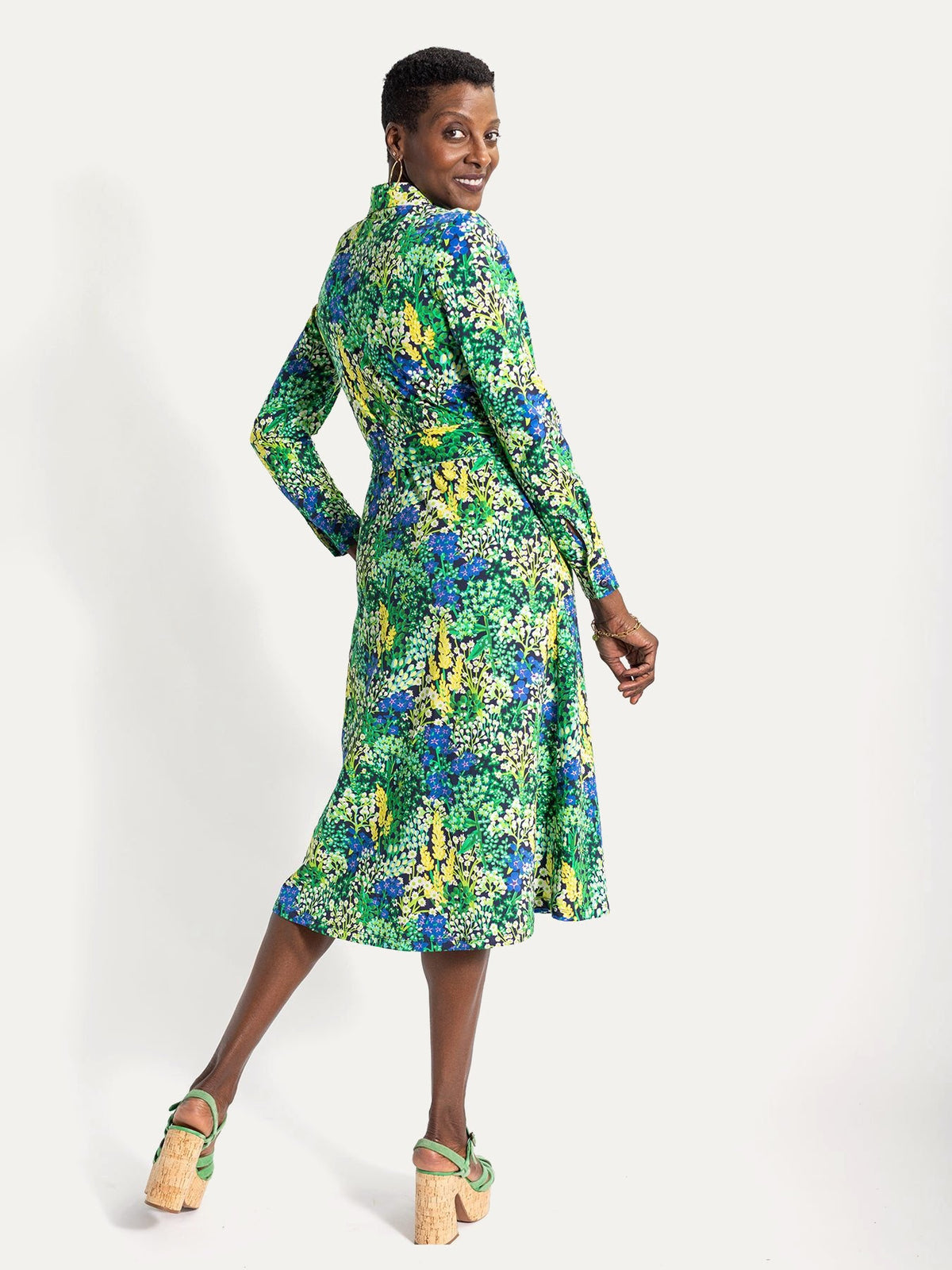 DELIA midi dress Spring Meadow Green - Lesley Evers-cotton dress-delia-Dress