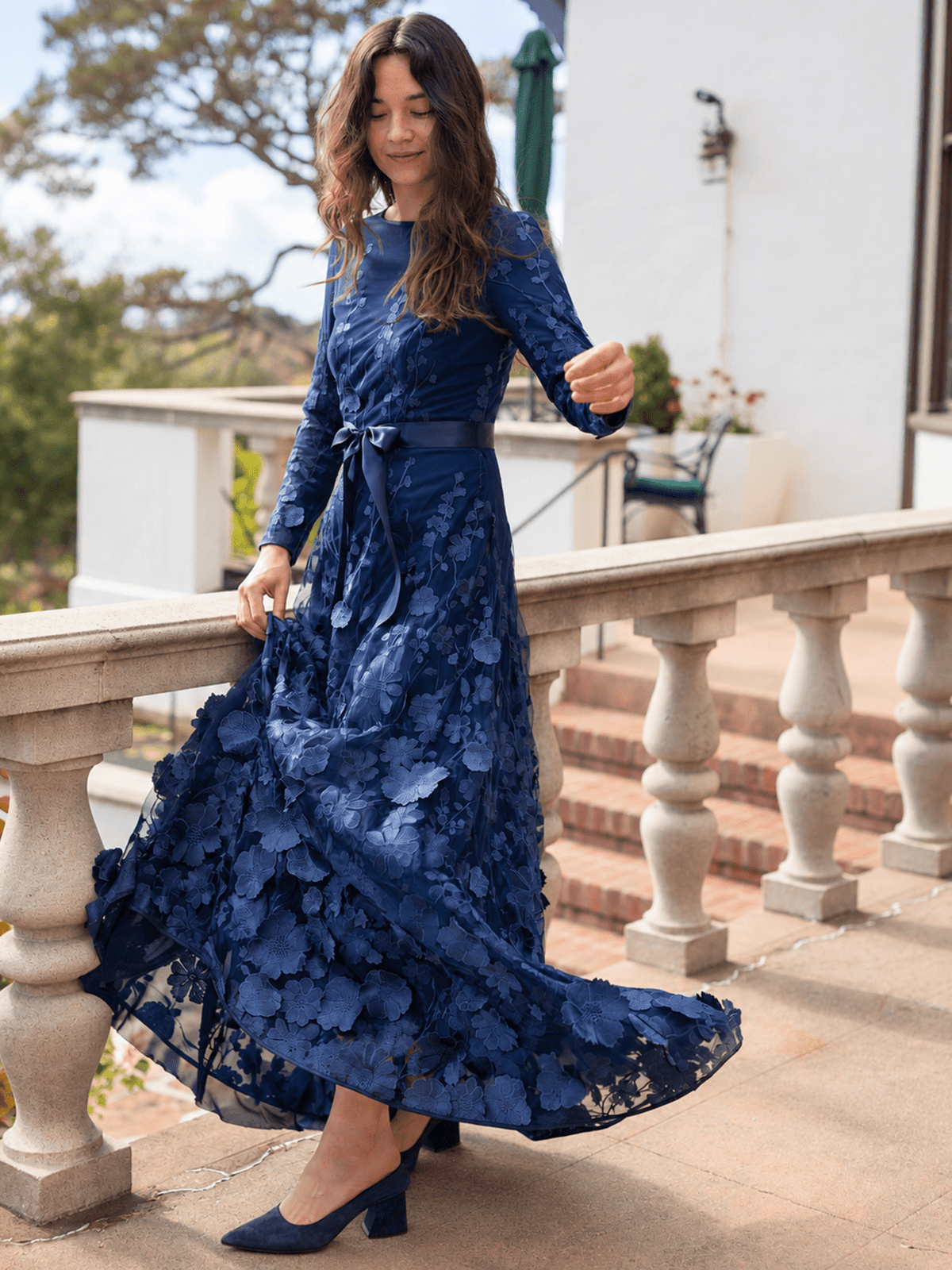 DELPHINE dress Navy - Lesley Evers-Dress-gown-Shop