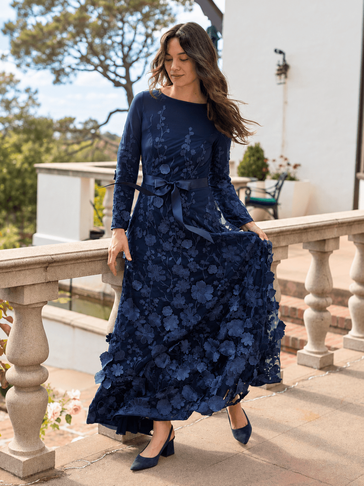 DELPHINE dress Navy - Lesley Evers-Dress-gown-Shop