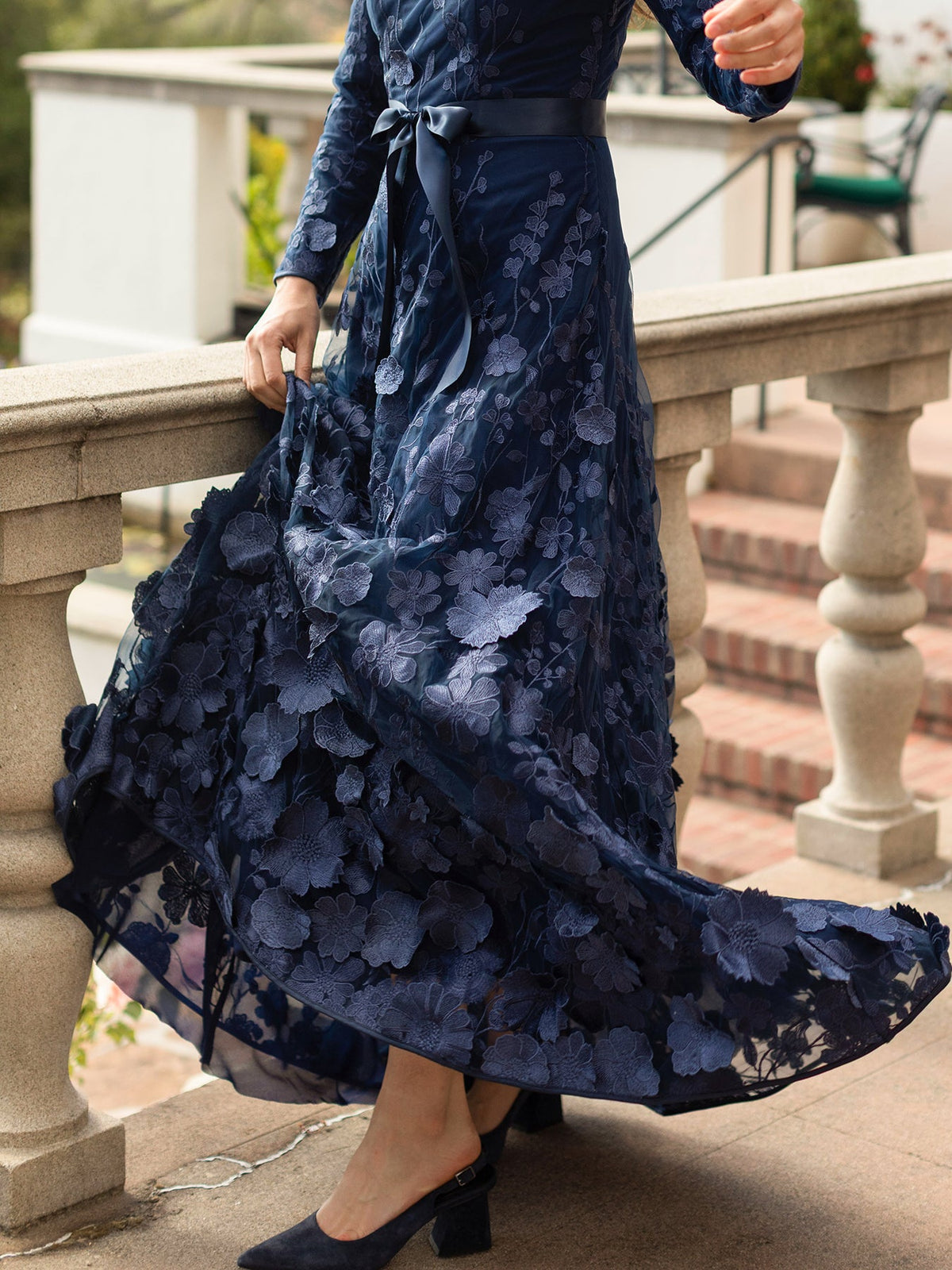 DELPHINE dress Navy - Lesley Evers-Dress-gown-Shop