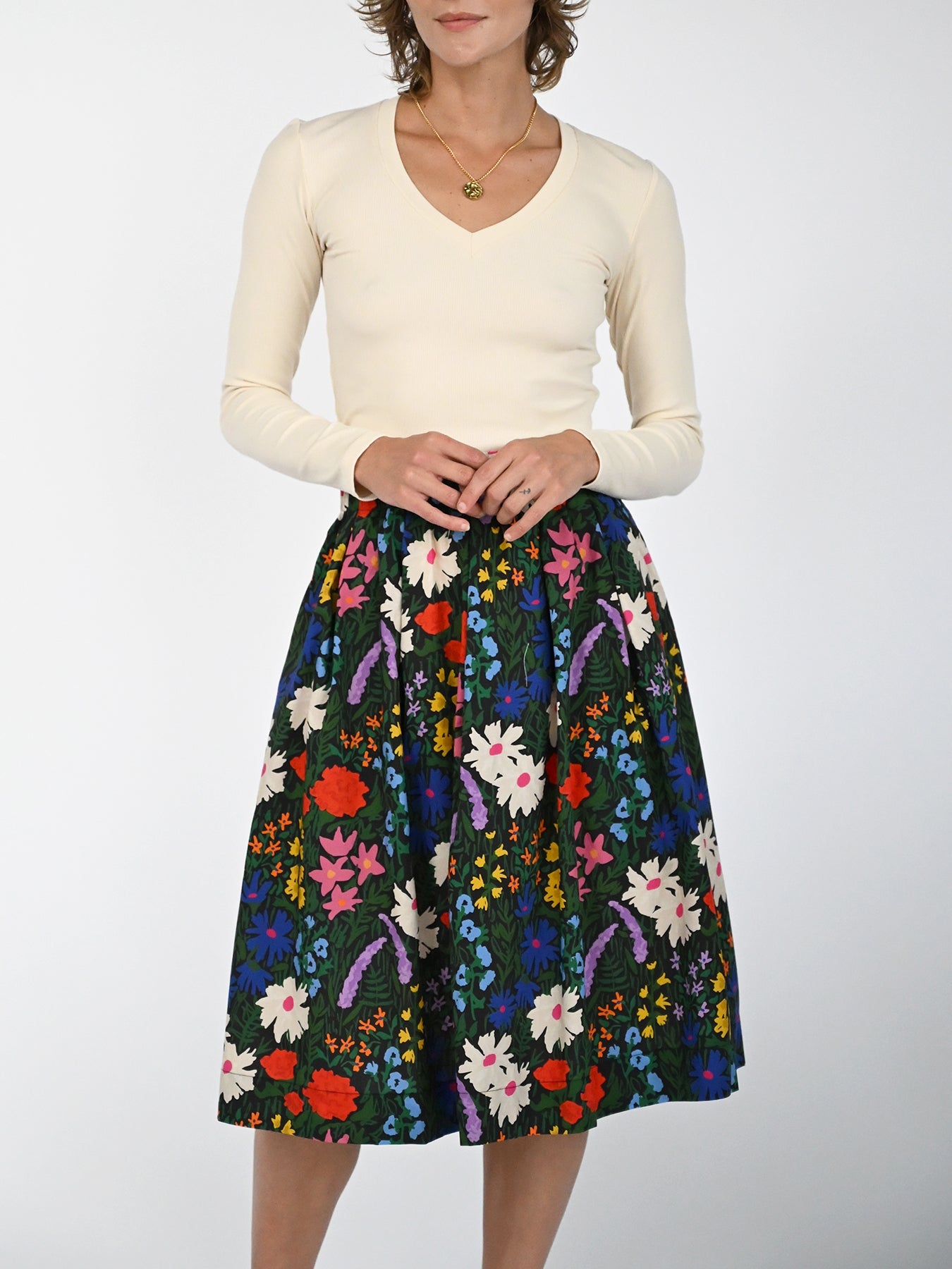 DIXIE skirt Flower Field - Lesley Evers-Blue-Bottoms-new