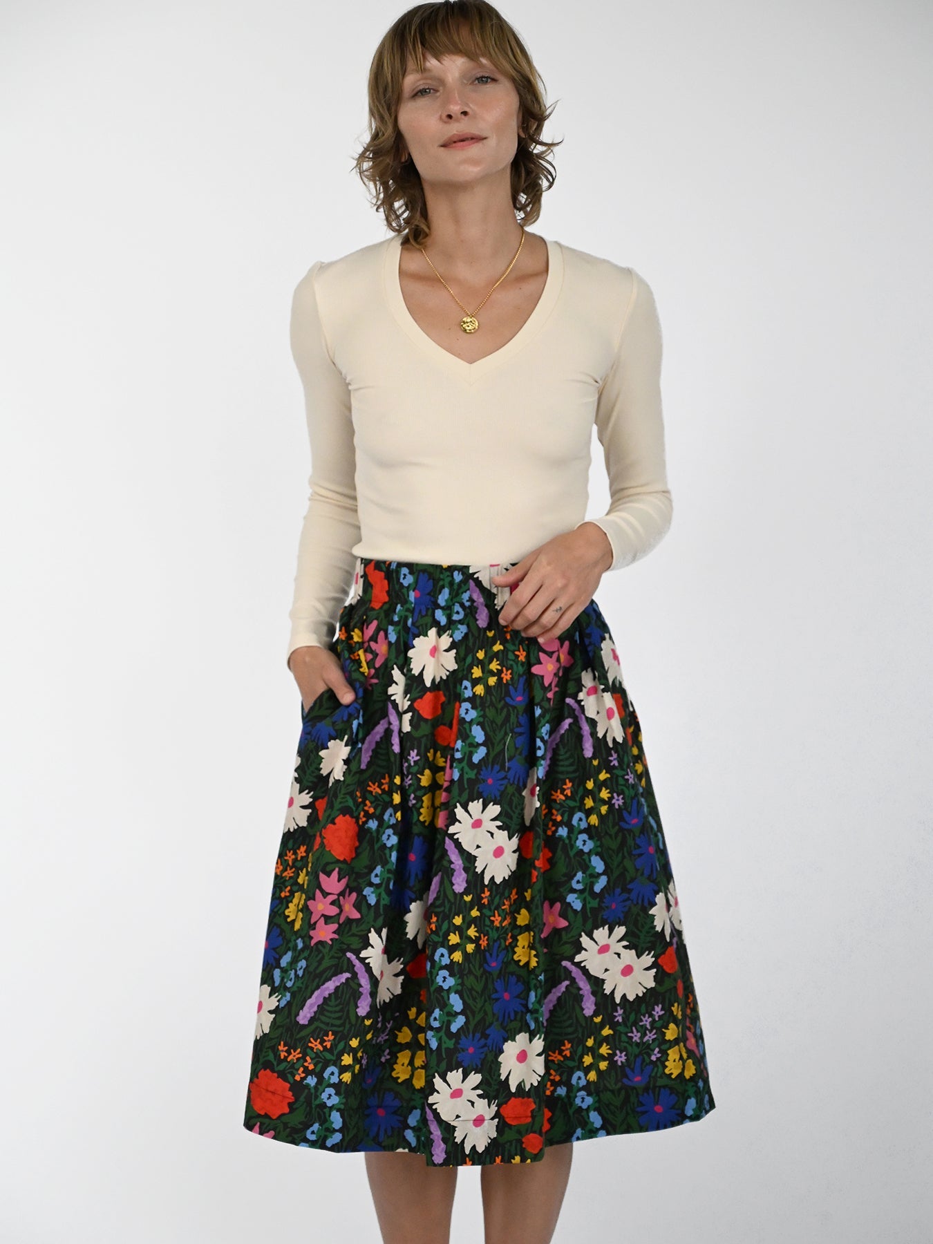 DIXIE skirt Flower Field - Lesley Evers-Blue-Bottoms-new