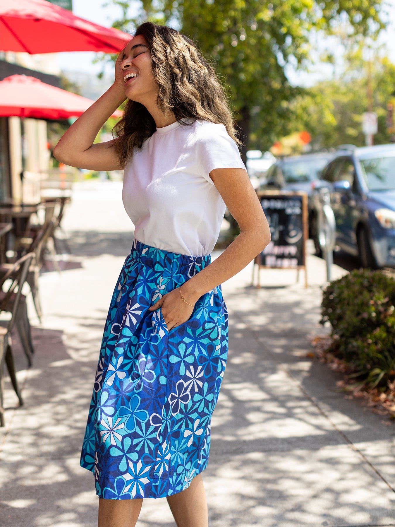 LEQUIPE レキップ ラミー 藍染め 一重 スカート 折り紙染め DIXIE skirt Kaleidoscope Blue – Lesley Evers