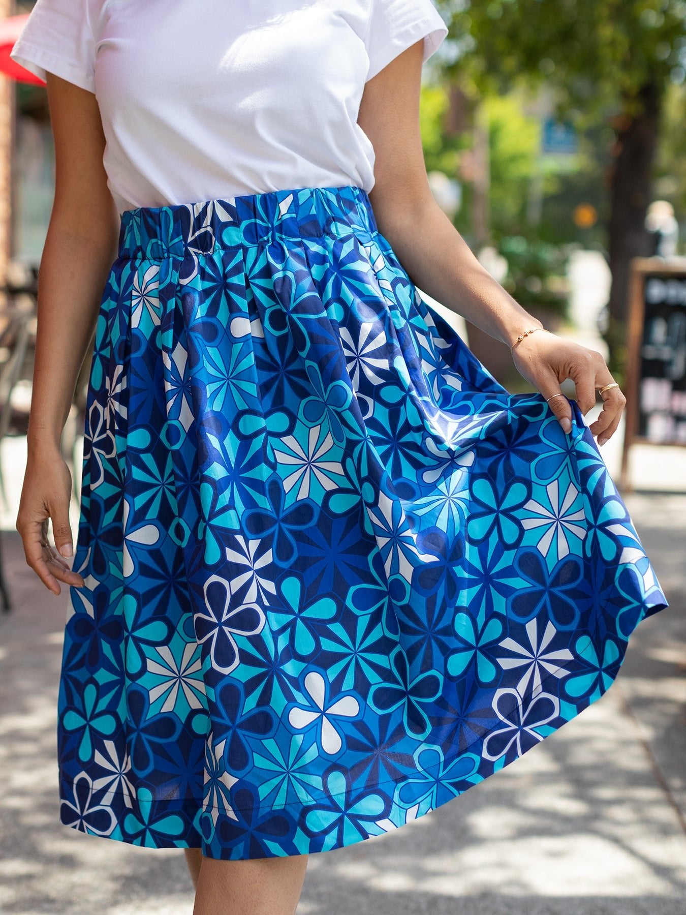 LEQUIPE レキップ ラミー 藍染め 一重 スカート 折り紙染め DIXIE skirt Kaleidoscope Blue – Lesley Evers