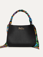 DOTTIE Leather Handbag Black - Lesley Evers-Accessories-bag with silk scarf-crossbody