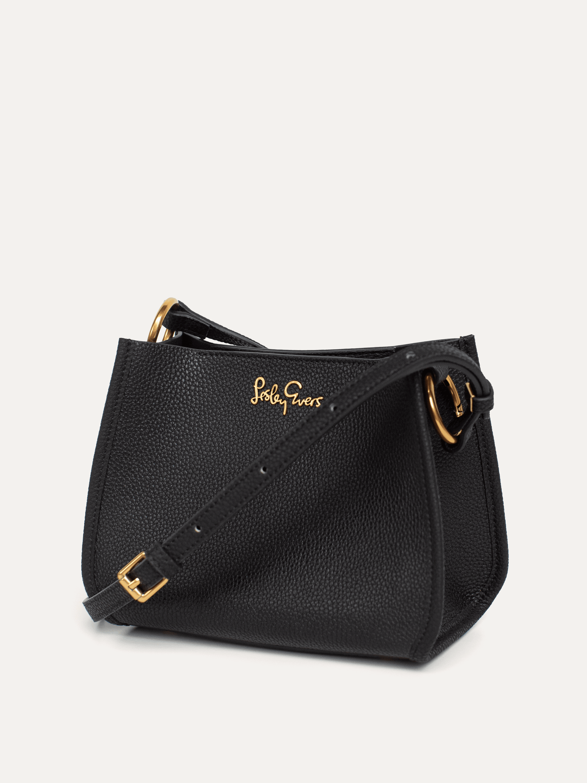 DOTTIE Leather Handbag Black - Lesley Evers-Accessories-bag with silk scarf-crossbody