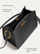 DOTTIE Leather Handbag Black - Lesley Evers-Accessories-bag with silk scarf-crossbody