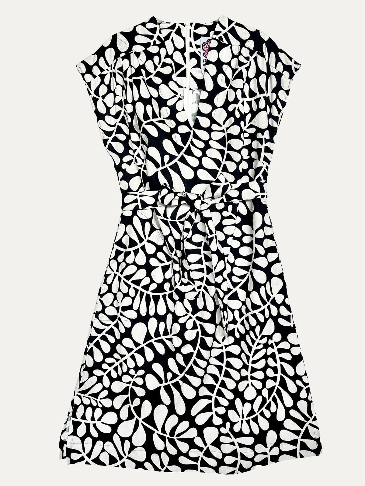 ELAINE dress Black and White Fern - Lesley Evers-black fern-blue dress-cotton dress